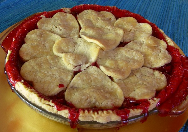 Cherry Pie with hearts top crust